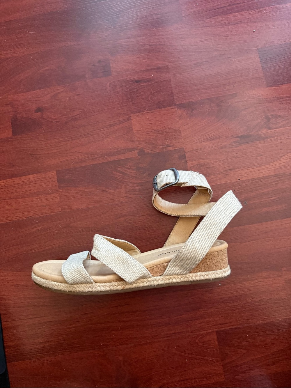 Lucky Brand Cream Ankle-Strap Wedge Sandals